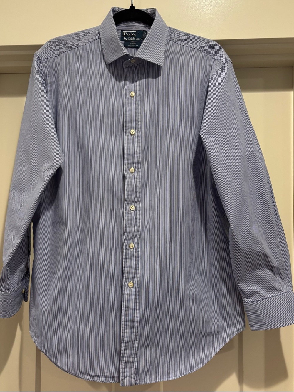 Pure cotton! Ralph Lauren Men’s Blue Fine-Striped Shirt